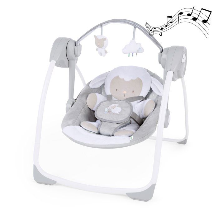 INGENUITY Transat bébé Balancelle électrique pliable Petit Mouton Arche et jouets amovible réglages de minuterie balancement