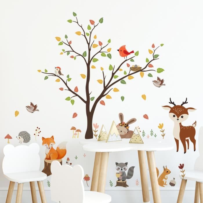 Stickers Muraux Animaux Foret Arbre Autocollant Mural Stickers Chambre Enfant Decoration Murale Chambre Bebe Pepiniere Enfant Cdiscount Maison