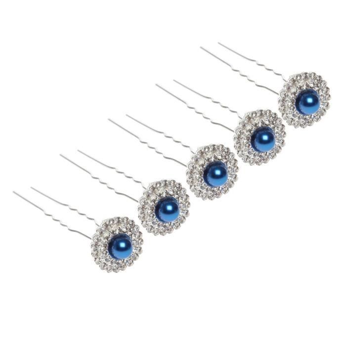 Pic à Chignon Métal Chromé Avec Strass Et Perle - Accessoire Cheveux Barrette Femme - Neuf Avec étiquettes