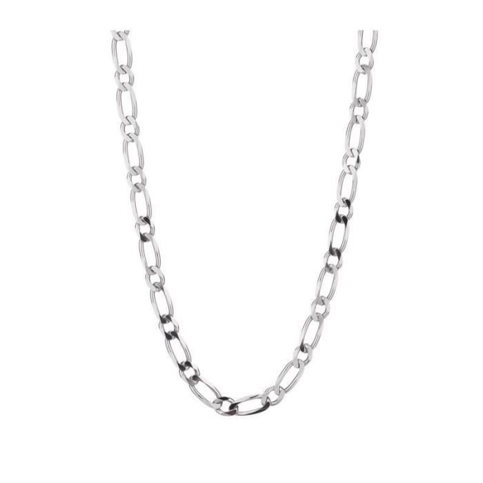 Collier / Chaîne Homme Argent 925 - Maille Figaro Alternée 1+1 - 55cm