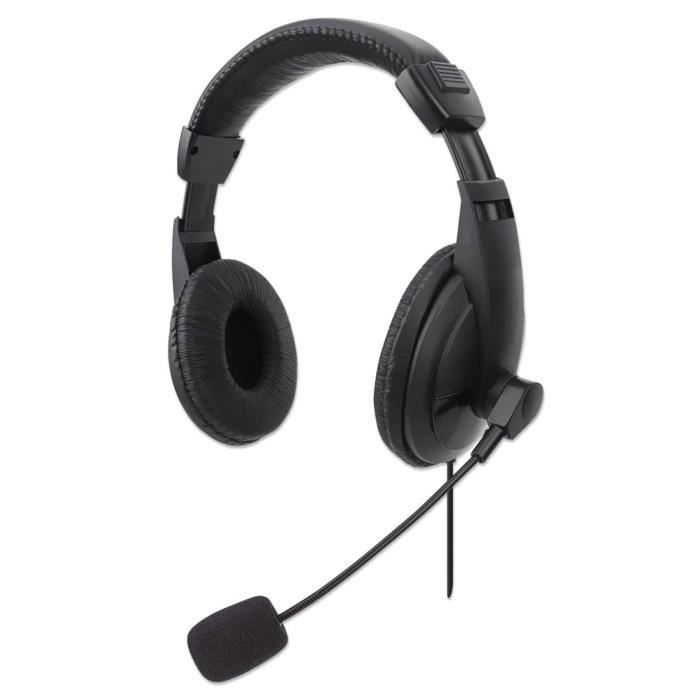 Casque stéréo USB - MANHATTAN - Compatible PC PS4 PS5 - Microphone réglable - Confort optimal