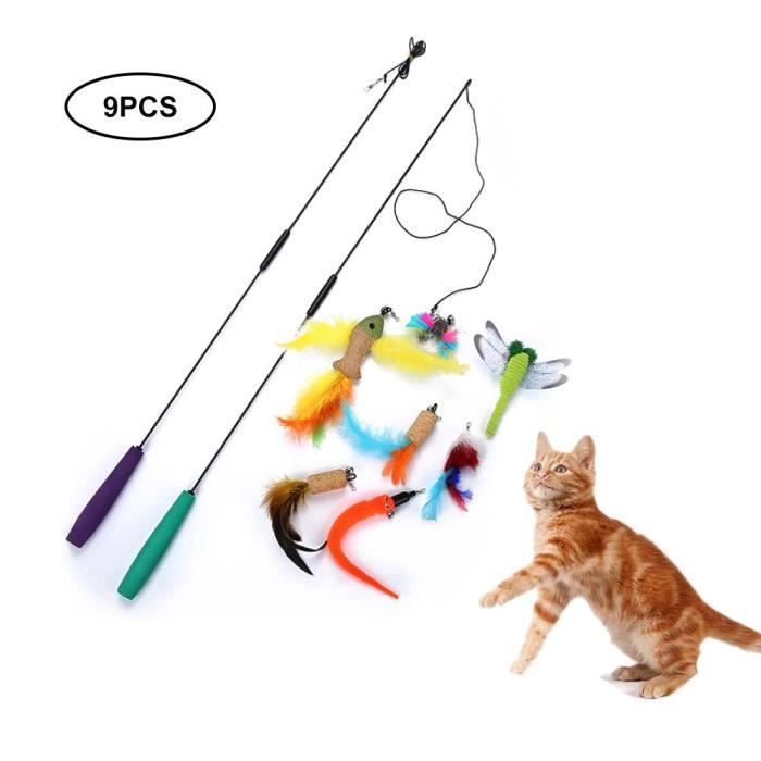 Mogoi Jouet Canne à Pêche Pour Chat Jouet Bâton Amuisant Vert
