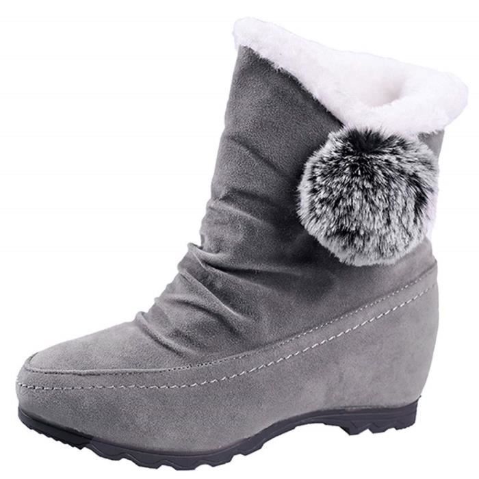 Bottes Femme de Neige, Boots Shoes Automne Hiver Bottes Fourrées Femmes Bottes Slip,on