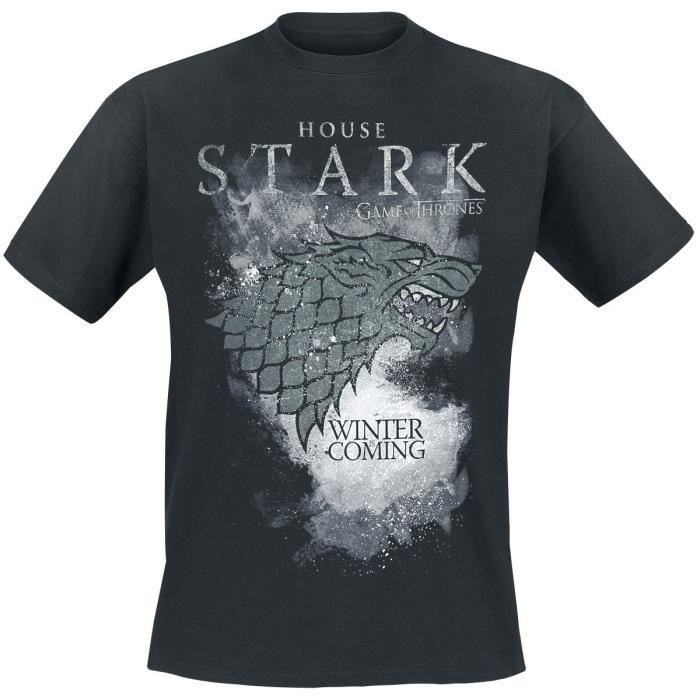 Winter is Coming Stark T-Shirt Homme Game of Thrones Noir S-XXXL 