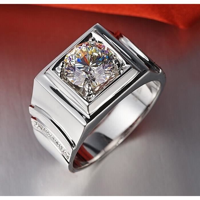 bague homme argent diamant