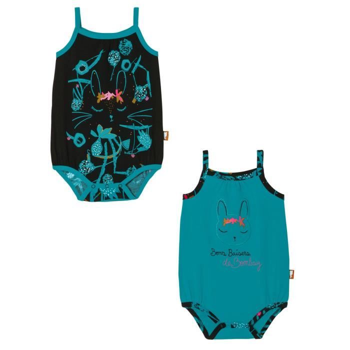 Lot De 2 Bodies Bebe Fille A Bretelles Bombay Taille 36 Mois Bleu Cdiscount Pret A Porter