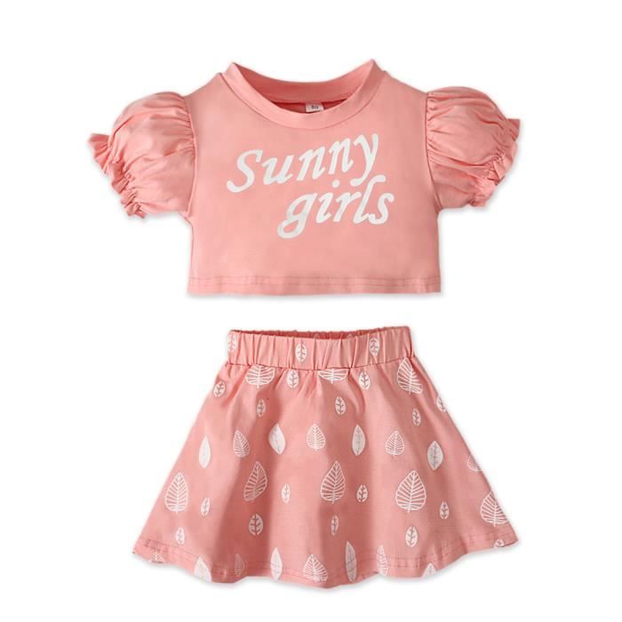 1-6 Ans 2 PCS Ensemble de Vêtements d'Été Bébé Enfant Fille : Haut