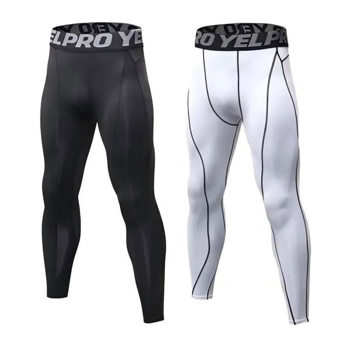 Hommes 2 Pack Compression Pants Outdoor Running Tights Leggings Entraînement Rapide Dry Baselayer Gym Athletic Yoga Pants, H, M