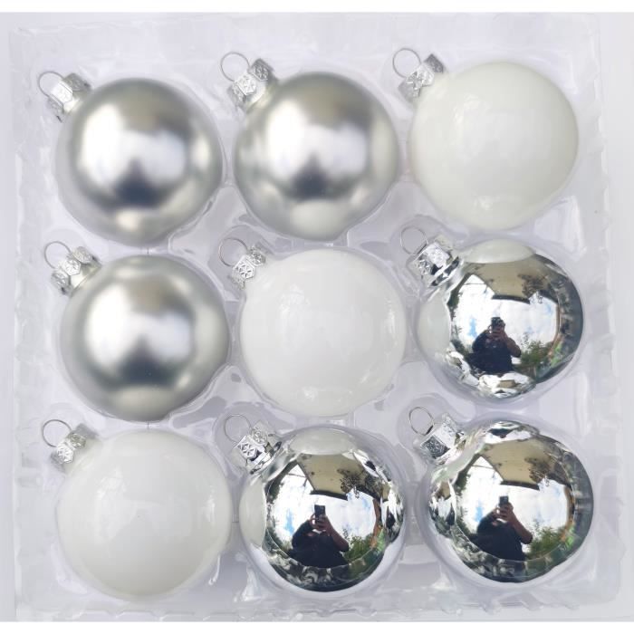 Boules De Noël En Verre – Lot De 24, Diamètre 6 Cm – Intérieur Argenté, Extérieur Laqué – Sans Accroches