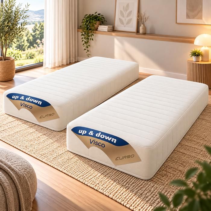 Up Visco Matelas 2x pour Sommier électrique ou mécanique - Mémoire de Forme 55 Kg/m3 - Soutien Très Ferme - 20 Cm (70x190) Up Visco Matelas 2x pour Sommier électrique ou mécanique - Mémoire de Forme 55 Kg/m3 - Soutien Très Ferme - 20 Cm (70x190)