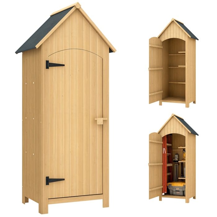 Outsunny - Armoire abri de jardin - Bois de sapin - 77 5x54 2x179 5cm - Bois naturel