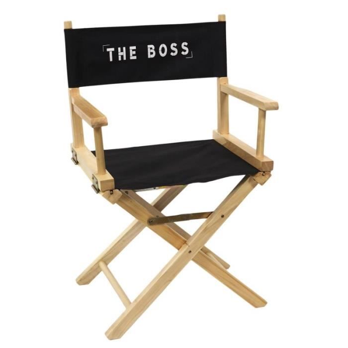 chaise de bureau "the boss" 83cm noir & naturel - paris prix