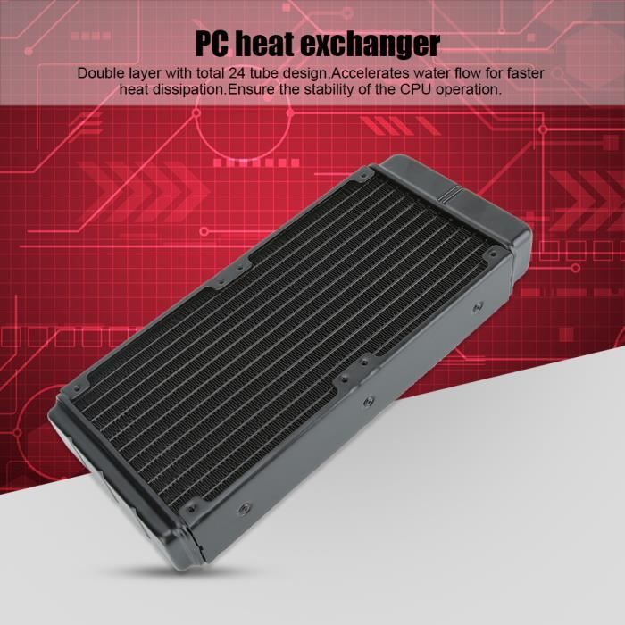 Radiateur Refroidissement Liquide PC - 18 Tubes Aluminium, 240 Mm, Noir - Pour Watercooling CPU Haute Performance - 7