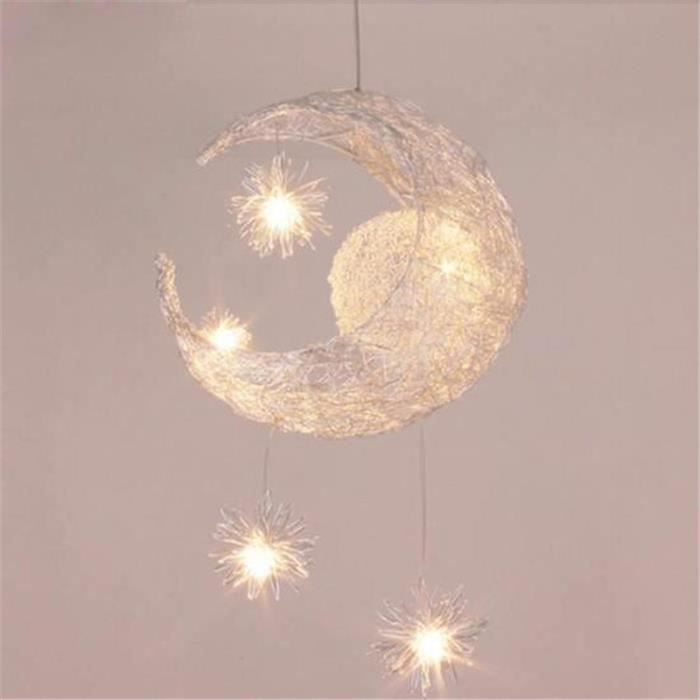 Lampe suspendue lune étoilée TD® G4 - ROCK - Aluminium - 40cm - 5 ampoules