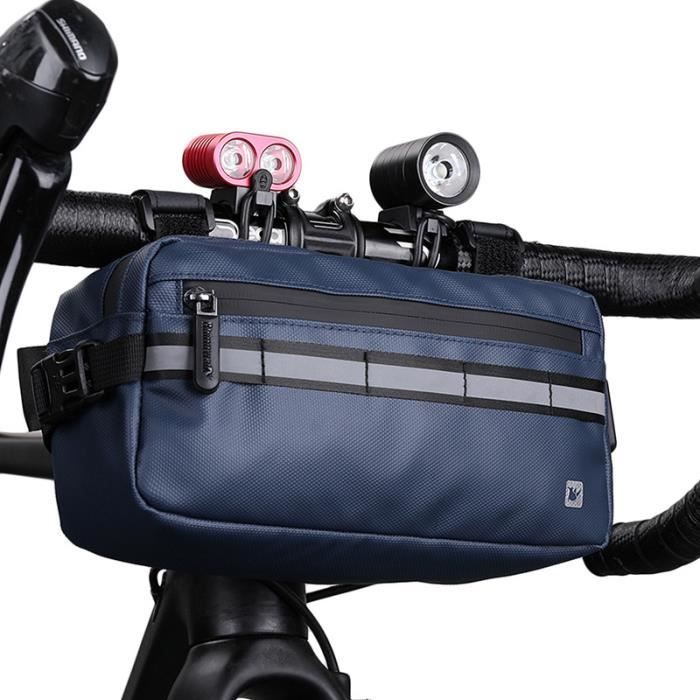 Sac de rangement de guidon de vélo multifonction pour vélo avant gris Sac de rangement de guidon de vélo multifonction pour vélo avant gris