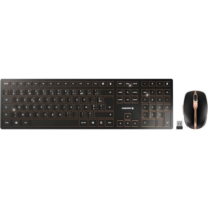 Clavier Souris Sans Fil CHERRY GENTIX DESKTOP AZERTY - Ensemble Bureau 2,4GHz Avec Repose-Poignets
