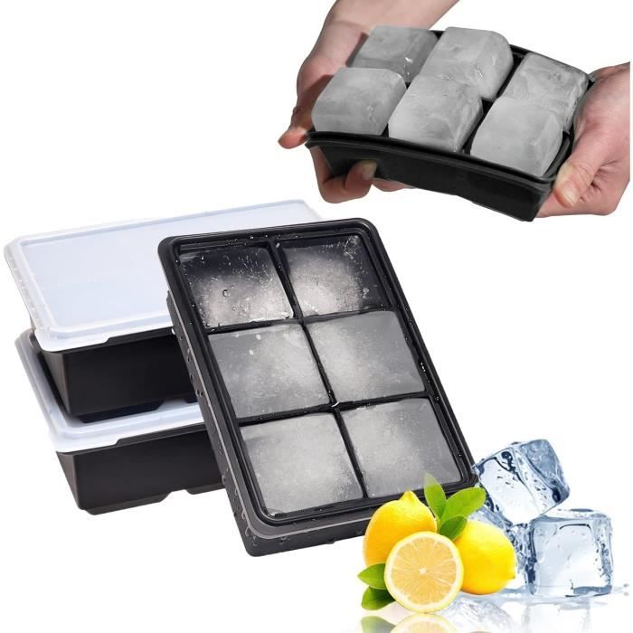 Bac à Glaçons XXL LessMo - 3 Moules Silicone 18 Compartiments - Glaçons Lents Fusion Pour Whisky Et Cocktails - Sans BPA