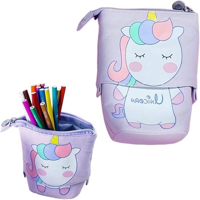 Trousse à Crayons 2 En 1 En Silicone Souple - Design Hibou Mignon, Double Compartiment, Pour écoliers