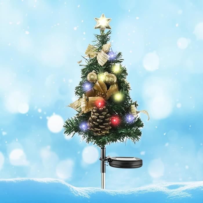 Sapin de Noel Artificiel Solaire, Deco Noel Exterieur LED Lampe