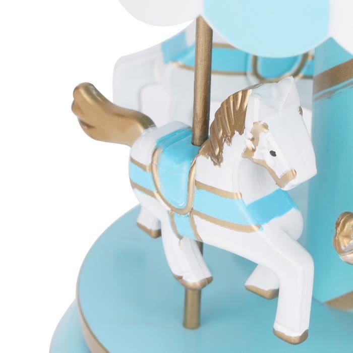 Boîte à musique carrousel gris bleu - Ulysse - Les jouets en bois