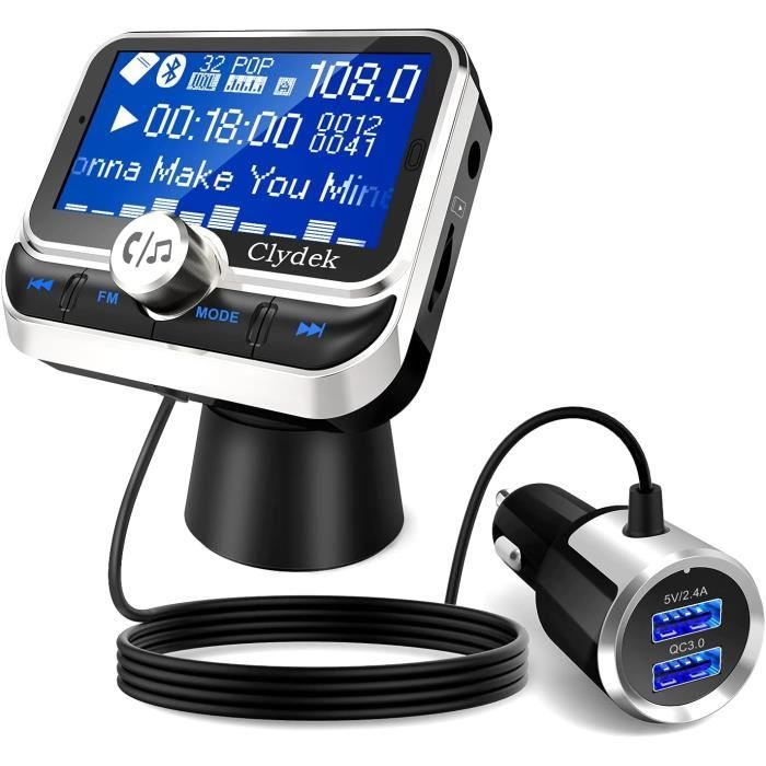 Émetteur FM Bluetooth 5.0 Pour Voiture - Adaptateur Autoradio Avec Charge Rapide QC3.0, Mains Libres, Compatible Tous Véhicules