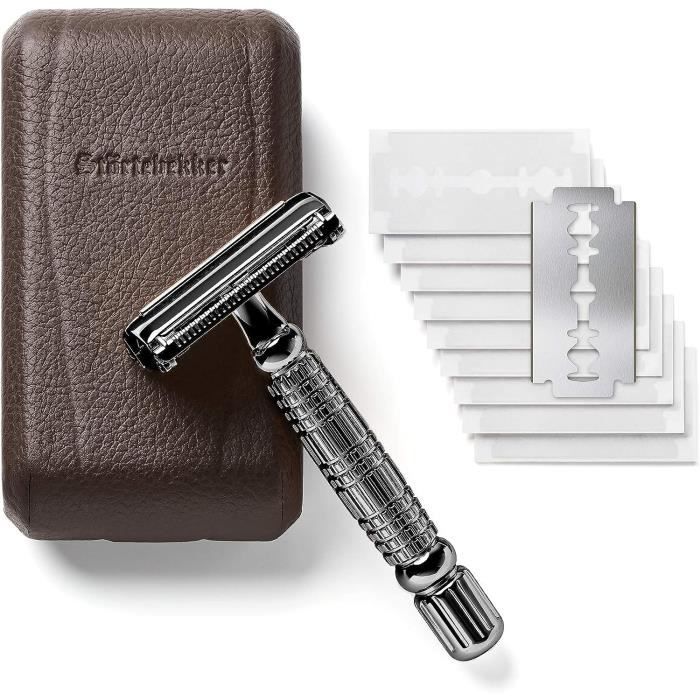 WKRTDY Housse De Rasoir De Sécurité En Cuir - Étui De Protection En Noir Pour Rasoirs De Sécurité - Protecteur Cuir Pour Rasoirs - 1 Pièce, Gardez Votre Rasoir Bien Protégé, Facile