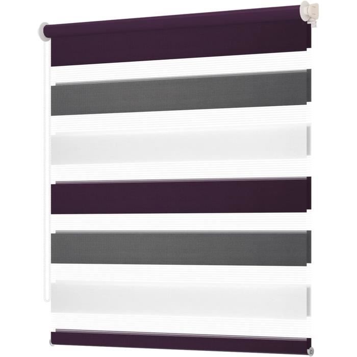 Store Enrouleur Jour/Nuit Grandekor 50x100cm | Double Tissu Blanc | Sans Perçage | Pour Fenêtre/Porte