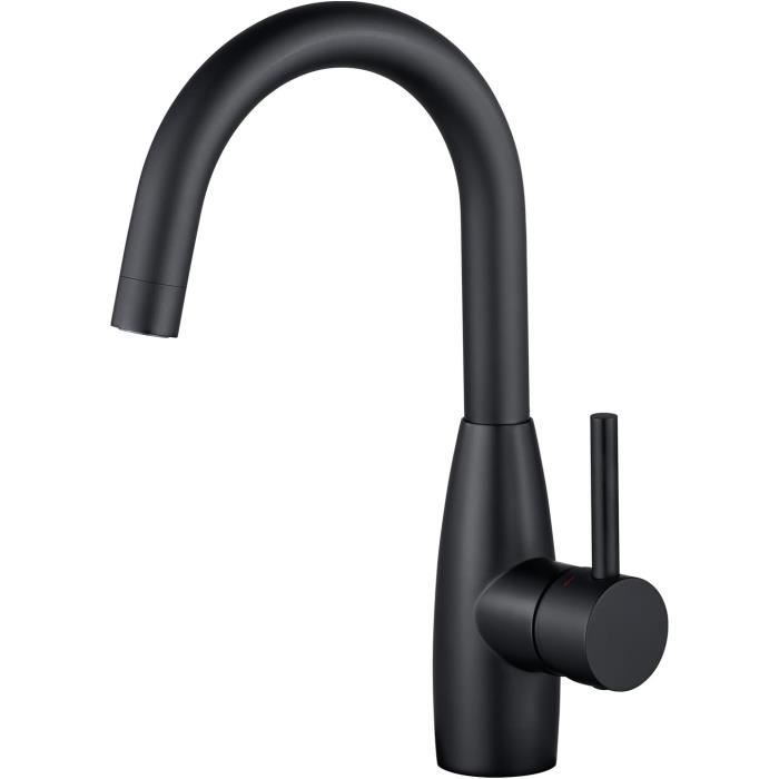Robinet Cuisine Noir Pivotant à 360° Mitigeur Cuisine Robinet D'Évier à