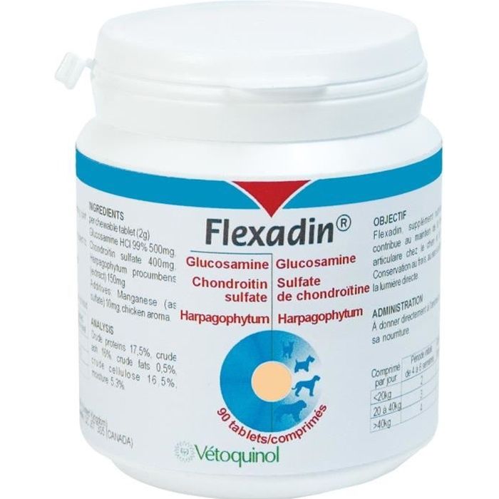 Comparer les prix de Vetoquinol Flexadin Chien Chat 90 comprimés