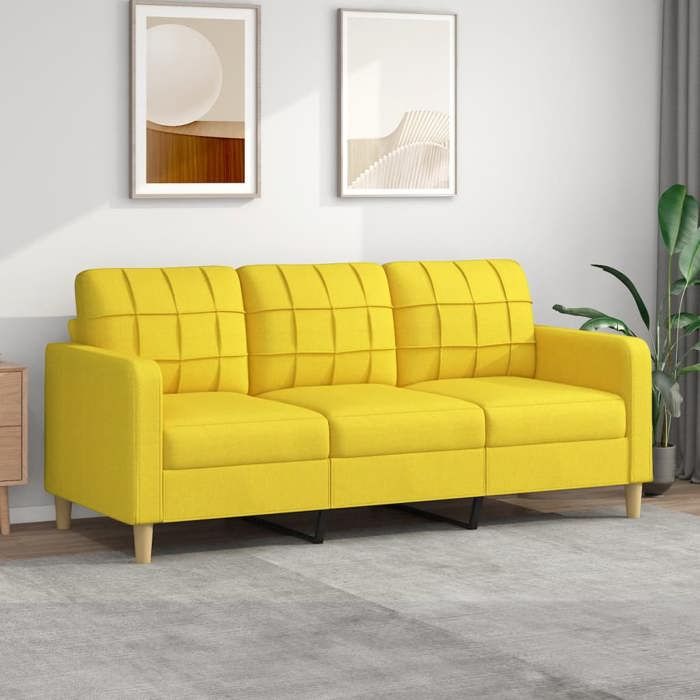 vidaXL Canapé à 3 places Jaune clair 180 cm Tissu canapé canapé de salon canapé à trois places canapé rembourré sièges 359104