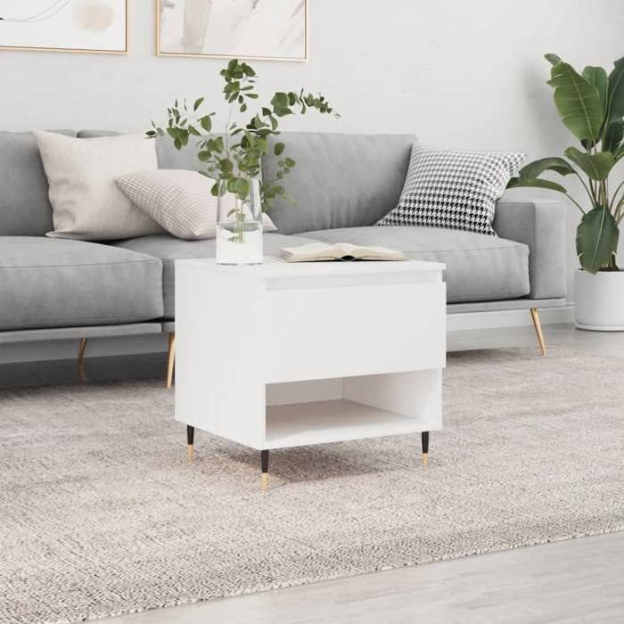 vidaXL Table basse blanc 50x46x50 cm bois d’ingénierie 830892