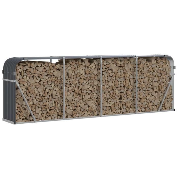 vidaXL Porte bûches 300x45x100 cm acier galvanisé 364576