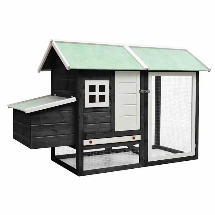 vidaXL Poulailler Gris 170x81x110 cm Bois de pin massif et sapin
