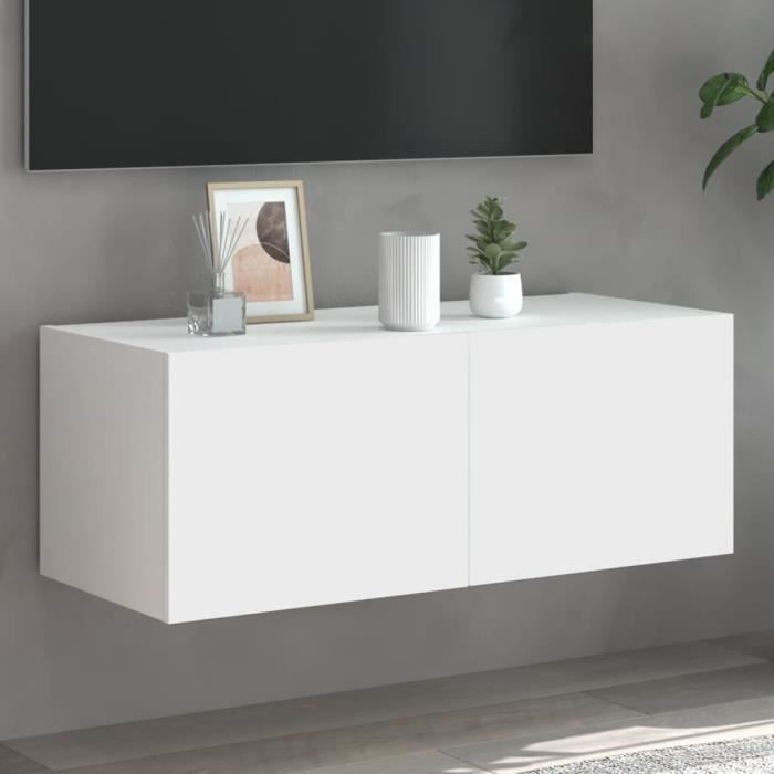 meuble tv mural avec lumières led blanc 80x35x31 cm hao-0f060801837281