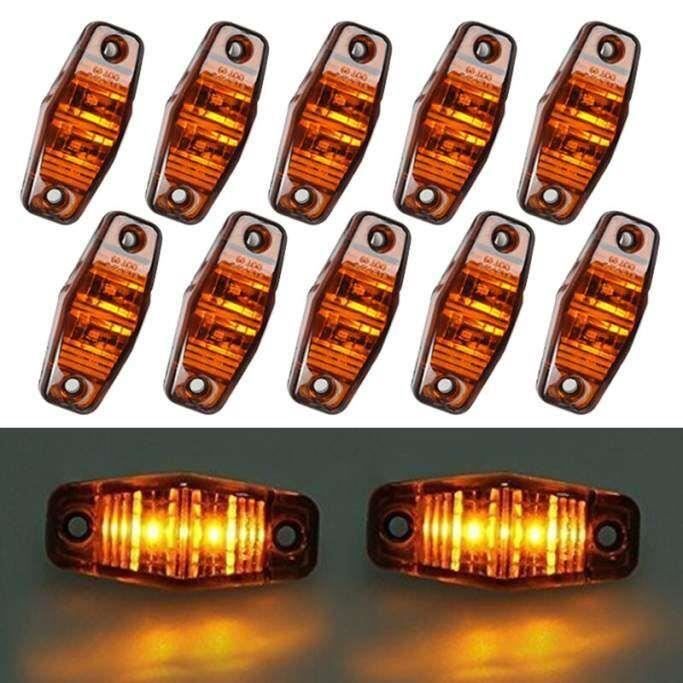 8 Feux De Marquage Latéral Ambre 12-24V - Pour Camion, Remorque, Camping-car, 9 LED, étanches IP67