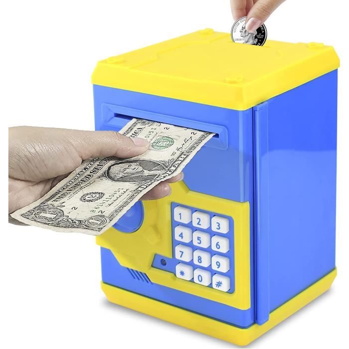 Tirelire Électronique TAVADA Avec Mot De Passe - Coffre ATM Pour Enfants 3-12 Ans Avec Autocollants