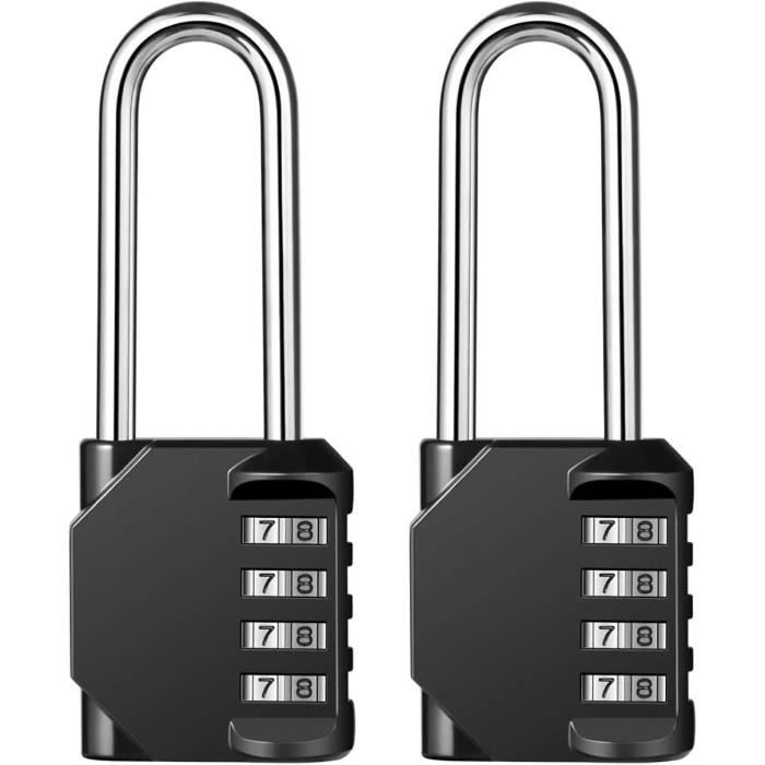 Brifit Cadenas à Combinaison 4 Chiffres Avec Anse Longue Flexible - Résistant Aux Intempéries Pour Bagage, Gym Et Garage