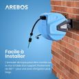 AREBOS Enrouleur de tuyau pivotant de 15 m | Boîte de tuyau murale avec arrêt de blocage | Support mural inclus | Bleu-1