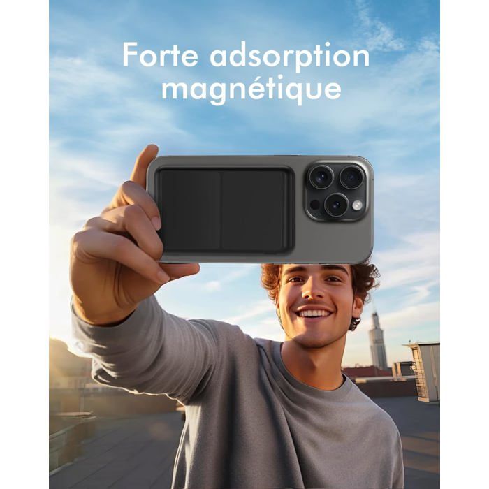 Yingyu Batterie Externe Magnétique Sans Fil, 10000mAh Power Bank Pliable Batterie Mag-Safe Type