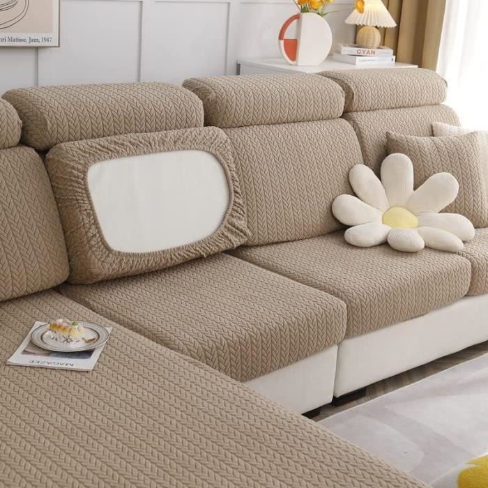 Housse De Coussin De Canapé Extensible - Anti-Dérapant - Protection Enfants/Animaux - Rouge Foncé