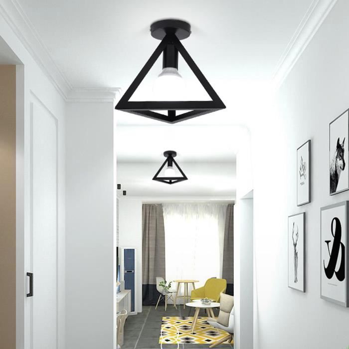 Plafonnier Triangle en Métal Moderne Simple Lustre Cage Fer Luminaire ...