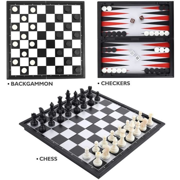 JEU DE SOCIETE Peradix 3 en 1 Jeu d'échecs Magnétique et Pliable Echec  Dames Backgammon pour Les Enfant et Adultes181 - Cdiscount Jeux - Jouets