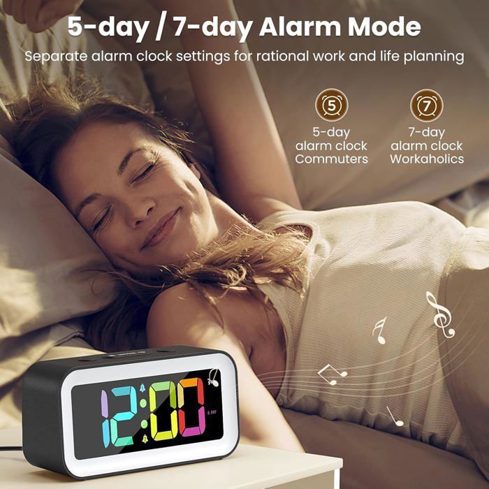 Petit Réveil Numérique LED Métal 11cm - Double Alarme, Branché Ou Batterie, Argent - Idéal Chevet Enfants Adolescents