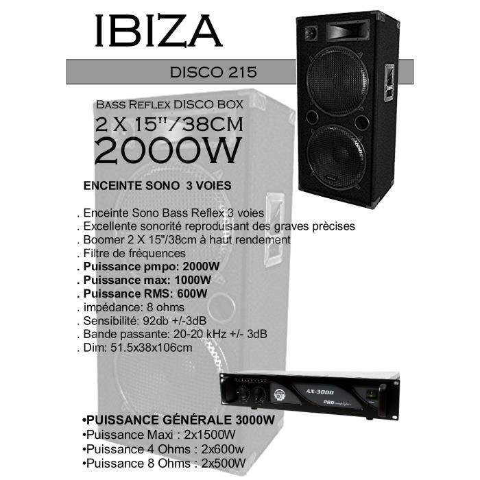 PACK SONO DJ AMPLI 2960W + 2 ENCEINTES 1000W + MIXAGE - Pack sono IBIZA  SOUND pas cher - Sound Discount