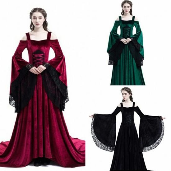 Robe Médiévale Vintage Pour Femme – Style Steampunk, épaules Dénudées – Pour Déguisement, Fête, Halloween