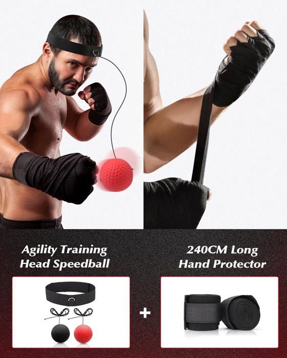 Sac De Boxe Suspendu 120 Cm Non Rempli – En Cuir Microfibre, Avec Gants, Ballon De Réaction Et Crochets – Parfait Pour MMA, Muay Thai Et Fitness