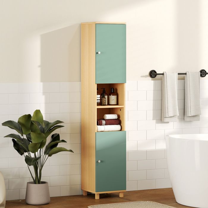 HOMCOM Meuble Salle De Bain Rangement, Meuble De Rangement Style Bohème - Tiroir Et Placard, étagères Réglables, Porte à Rotin | France