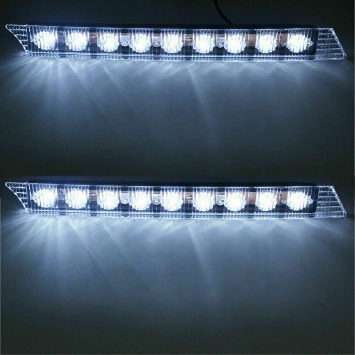 Barre Lumineuse LED Universelle 72 LEDs Blanc 12V - DRL Feux De Jour Pare-chocs Avant
