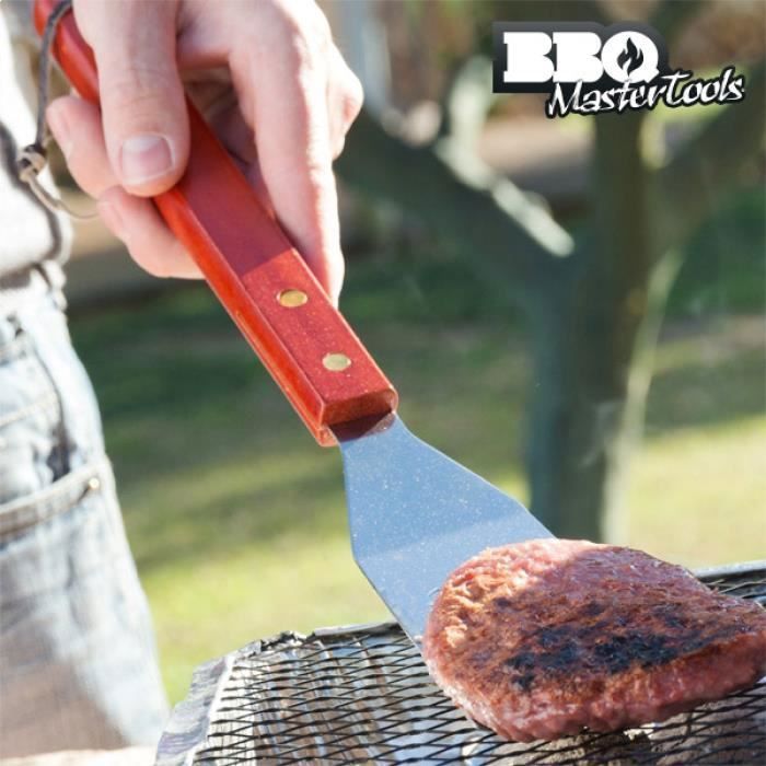 Ensemble Outils BBQ 8-en-1 + Fourche 6-en-1 MARUKO - Pelle Gril 42,5 Cm Multifonction Avec Motif Flamme, Cadeau Idéal Pour Amateurs De Barbecue
