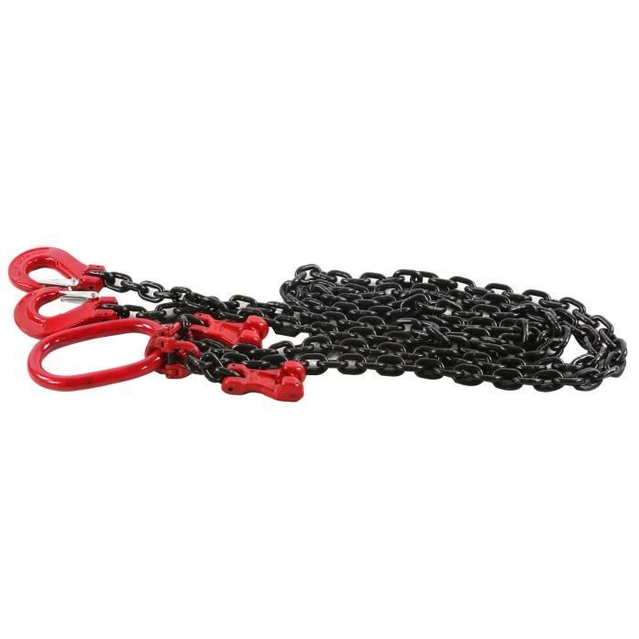 Élingue Chaîne De Levage 3/8" X 5' Double Jambe Crochet G80 - Capacité 4T (8800 Lb)